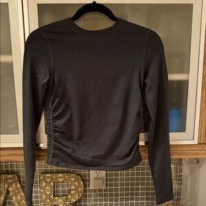 Vuori Long Sleeve Halo Ruched Tee, S, dark green